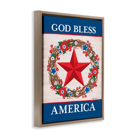 Stupell Industries God Bless America Wreath Floater Framed Art